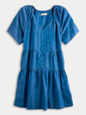 Farmers Market V-Neck Tiered Denim Dress, Size Medium